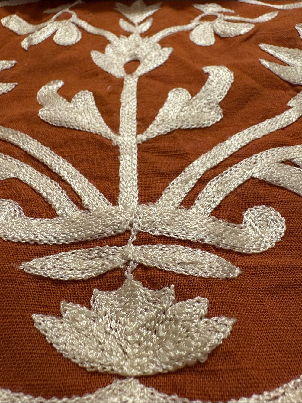 NWOT Free People Fiona Embroidered Mini Dress Rust Orange Boho Puff Sleeve - Picture 5 of 5